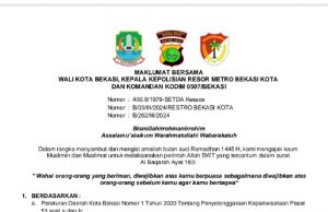 Pemkot Bekasi Terbitkan Maklumat Bersama Pelaksanaan Bulan Suci Ramadhan 1445 H Tingkat Kota Bekasi